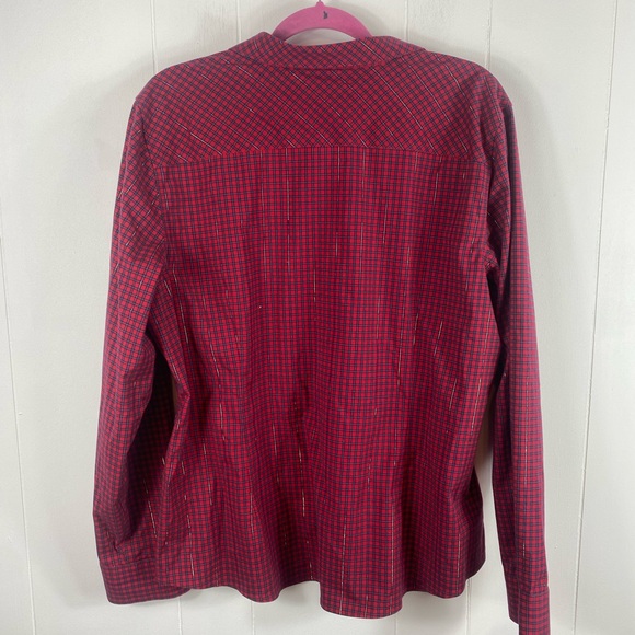 Talbots Wrinkle Resistant Rednavy Metallic Button Up Blouse Plus Size 20 - Picture 5 of 5